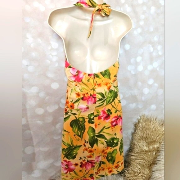 Caribbean Joe | Yellow Tropical Halter Dress - Picture 3 of 7